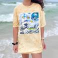 Frutiger Aero Aesthetic Tech Great Wave Of Kanagawa Fishes Comfort Color Blast T-Shirt Citrine Frutiger Aero Aesthetic Tech Great Wave Of Kanagawa Fishes Comfort Color Blast T-Shirt Citrine