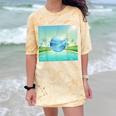 Frutiger Aero Y2k Aesthetic Palm Trees Cyber Beach World Comfort Color Blast T-Shirt Citrine