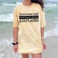 Introverted But Willing To Discuss Airplanes Aviation Comfort Color Blast T-Shirt Citrine