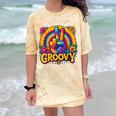 Peace Sign Groovy Vibes Costume Nostalgia Tie Dye Fashion Comfort Color Blast T-Shirt Citrine