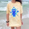 Yk2 Grunge Earthy Blue Cat With Stars Tomboy 90s Nostalgia Comfort Color Blast T-Shirt Citrine