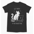 Antisocial Introvert Cat With Coffee On Computer Emo Goth For Men Women Unisex T-Shirt