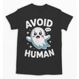 Avoid Humans Cute Kawaii Pastel Ghost Introvert Saying Unisex T-Shirt