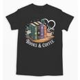 Books And Coffee Book Lover Bookish Green Book Theme Reading Unisex T-Shirt