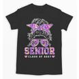 Class Of 2027 Senior Coquette Bow Messy Hair 26 Graduation Unisex T-Shirt