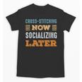 Cross-Stitching Now Minimal Socializing Introvert Vintage Unisex T-Shirt