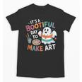 Cute Ghost Book Halloween Spooky Boo School Art Teacher Unisex T-Shirt