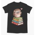 Cute Hedgehog Reading Books Animal Lover Reader Bookworm Unisex T-Shirt