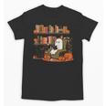 Ghost Library Reading Books Halloween Men Women Kids Unisex T-Shirt