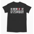 In Memory Of Numbers 0 1 2 3 4 5 8 9 Math Meme Unisex T-Shirt