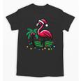 Nostalgia Holiday Tees -Adult Christmas Flamingo Small Short Sleeve Crew Neck Cotton Polyester Lightweight Ribbed Cuff Winter Unisex T-Shirt