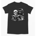READING IN PEACE RIP Introvert Skeleton Read Book Meme Unisex T-Shirt READING IN PEACE RIP Introvert Skeleton Read Book Meme Unisex T-Shirt