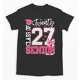 Senior 2027 Class Of 2027 Pink Coquette Bow Graduation Girl Unisex T-Shirt