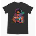 Woman Reading Book Lover Geometric Girl Afro History Unisex T-Shirt