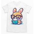 Adorable Book Lover Rabbit With Reading Glasses Cute Premium Unisex T-Shirt Adorable Book Lover Rabbit With Reading Glasses Cute Premium Unisex T-Shirt