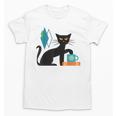 Cat Midcentury With Book And Coffee Atomic Age Mid Century Unisex T-Shirt