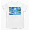 Frutiger Aero Dolphin Sunset Ocean With Palm Trees Y2k Premium Unisex T-Shirt
