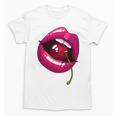 Rainbow Lips With a Cherry In The Mouth 80s Nostalgia Premium Tri-Blend Unisex T-Shirt