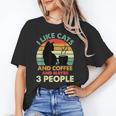 Cats Coffee & 3 People Tee Cute Font Introvert Humor Unisex T-Shirt