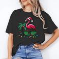 Nostalgia Holiday Tees -Adult Christmas Flamingo Small Short Sleeve Crew Neck Cotton Polyester Lightweight Ribbed Cuff Winter Unisex T-Shirt
