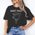 Quiet Piggy Introvert Media Humor Minimalist Line Art Unisex T-Shirt
