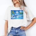 Frutiger Aero Dolphin Sunset Ocean With Palm Trees Y2k Premium Unisex T-Shirt