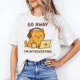 Go Away I'm Introverting Cozy Cat With Laptop And Coffee Unisex T-Shirt Go Away I'm Introverting Cozy Cat With Laptop And Coffee Unisex T-Shirt