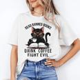 Read Banned Books Drink Coffee Fight Evil Retro Cat Unisex T-Shirt