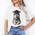 Siberian Husky Dog Graduation Cap Training School Graduate Men Women Kids Unisex T-Shirt