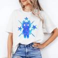 Yk2 Grunge Earthy Blue Cat With Stars Tomboy 90s Nostalgia Unisex T-Shirt Yk2 Grunge Earthy Blue Cat With Stars Tomboy 90s Nostalgia Unisex T-Shirt