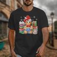 Christmas Gingerbread Man Reading Book Snowflake Teacher Unisex T-Shirt