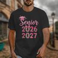 Coquette Pink Bow Flowers Senior 2026 2027 Graduation Unisex T-Shirt
