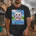 Frutiger Aero Aesthetic Tech Kawaii Ramen Cat Fishes Unisex T-Shirt