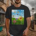 Frutiger Aero Aesthetic Tech Scenery Fishes Sunflower Unisex T-Shirt