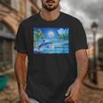 Frutiger Aero Dolphin Sunset Ocean With Palm Trees Y2k Unisex T-Shirt Frutiger Aero Dolphin Sunset Ocean With Palm Trees Y2k Unisex T-Shirt