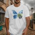 Frutiger Aero Aesthetic Butterfly Computer Fishes Scenery Raglan Baseball Tee Unisex T-Shirt