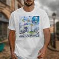 Frutiger Aero Aesthetic Tech Great Wave Of Kanagawa Fishes Raglan Baseball Tee Unisex T-Shirt Frutiger Aero Aesthetic Tech Great Wave Of Kanagawa Fishes Raglan Baseball Tee Unisex T-Shirt