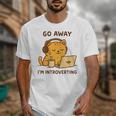 Go Away I'm Introverting Cozy Cat With Laptop And Coffee Unisex T-Shirt Go Away I'm Introverting Cozy Cat With Laptop And Coffee Unisex T-Shirt