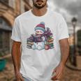 Snowman Reading Book Lovers Christmas Bookworm Librarian Unisex T-Shirt