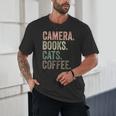 Camera Books Cats And Coffee Lover Photography Men Women Unisex T-Shirt