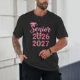 Coquette Pink Bow Flowers Senior 2026 2027 Graduation Unisex T-Shirt
