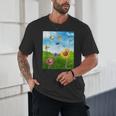 Frutiger Aero Aesthetic Tech Scenery Fishes Sunflower Unisex T-Shirt