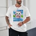 Frutiger Aero Aesthetic Tech Kawaii Ramen Cat Fishes Raglan Baseball Tee Unisex T-Shirt