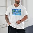 Frutiger Aero Dolphin Sunset Ocean With Palm Trees Y2k Premium Unisex T-Shirt