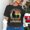 Cats Coffee & 3 People Tee Cute Font Introvert Humor Unisex T-Shirt