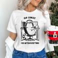 Cat With Coffee On Computer Go Away I'm Introverting Unisex T-Shirt Cat With Coffee On Computer Go Away I'm Introverting Unisex T-Shirt