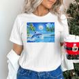 Frutiger Aero Dolphin Sunset Ocean With Palm Trees Y2k Premium Unisex T-Shirt