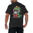 Adorable Book Lover Iguana With Reading Glasses Cute Men's Back Print T-Shirt