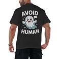 Avoid Humans Cute Kawaii Pastel Ghost Introvert Saying Men's Back Print T-Shirt Avoid Humans Cute Kawaii Pastel Ghost Introvert Saying Men's Back Print T-Shirt
