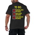 Bachelors Masters Doctorate Degree DR PHD Graduation Men's Back Print T-Shirt